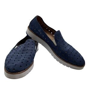 Johnston & Murphy Blue Soft Suede Penelope Comfort Slip On Shoes Women's Size 8